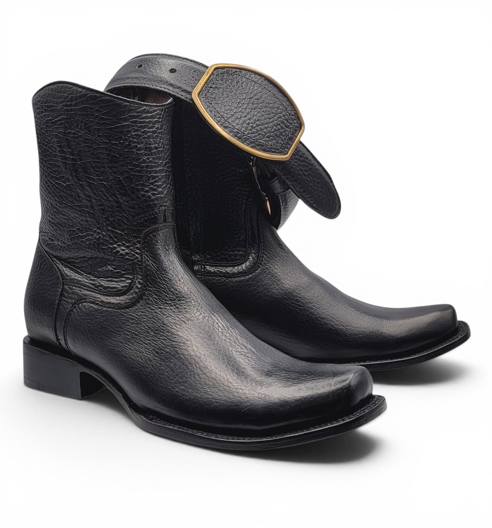 Hooch Western Boot & Belt Set Men’s Genuine Leather Dubai Toe Boots Black Color – Hooch Boots