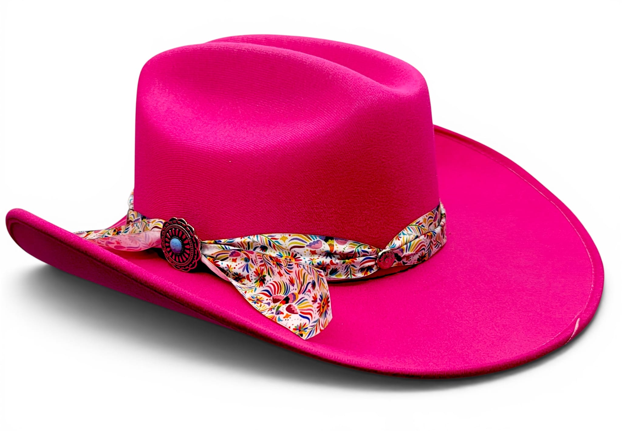 Hooch Women's Western Hat Women's Synthetic Felt Western Cowgirl Hats Pink Color Charlie Floral Band – Hooch Boots