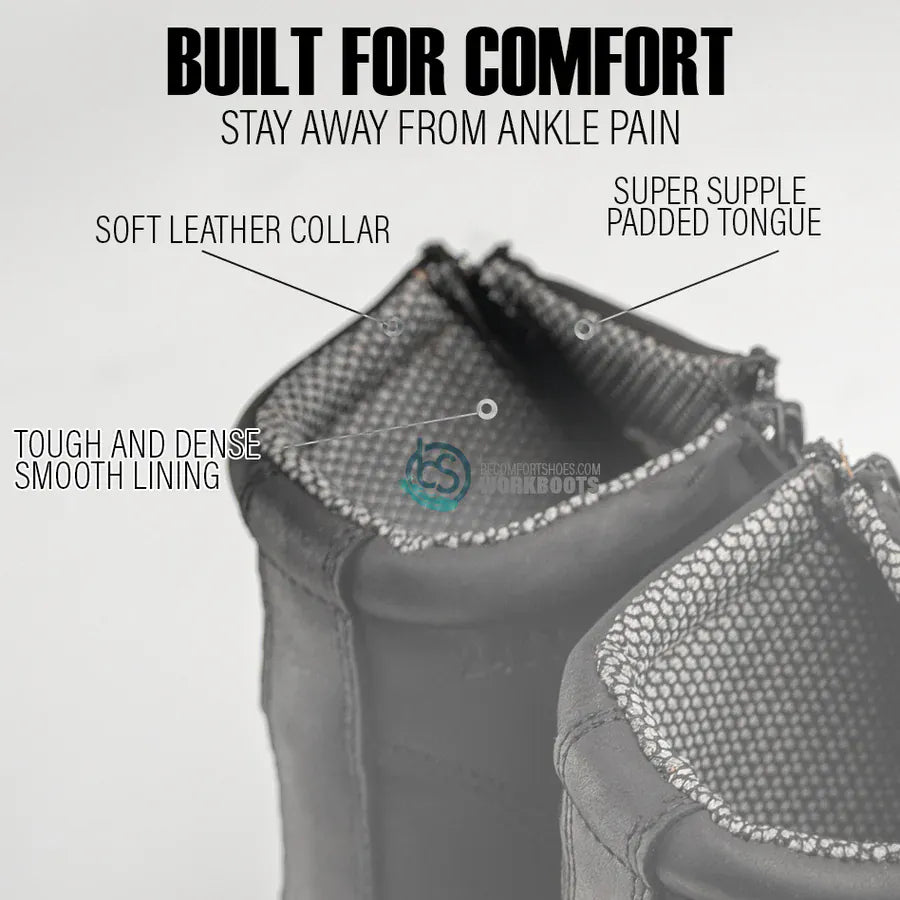 Joe Boots Boots Dual Zipper Comfort Wellington Sole Work Boots Black Color - Hammer Boots