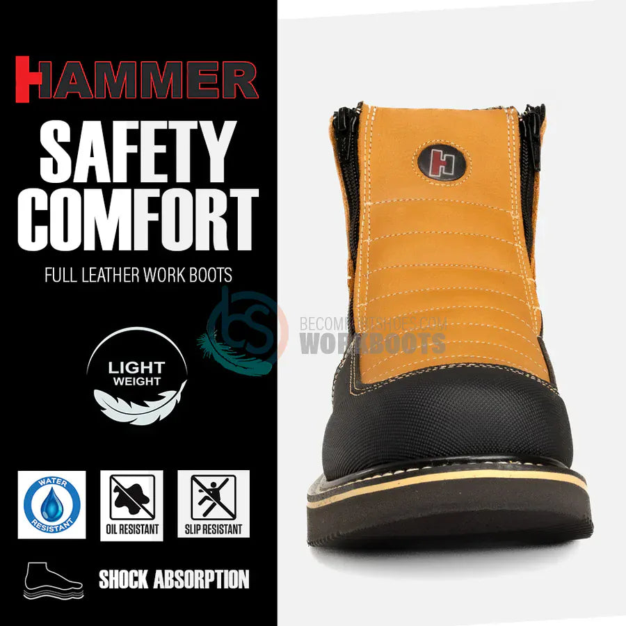 Joe Boots Boots Dual Zipper Comfort Work Boots Habanna Color - Hammer Boots