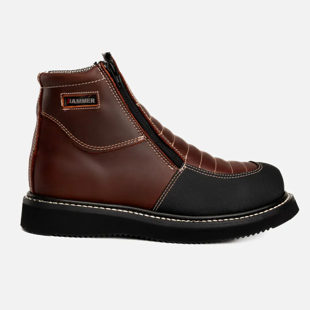 Joe Boots Boots Dual Zipper Comfort Work Boots Wine Color - Hammer Boots
