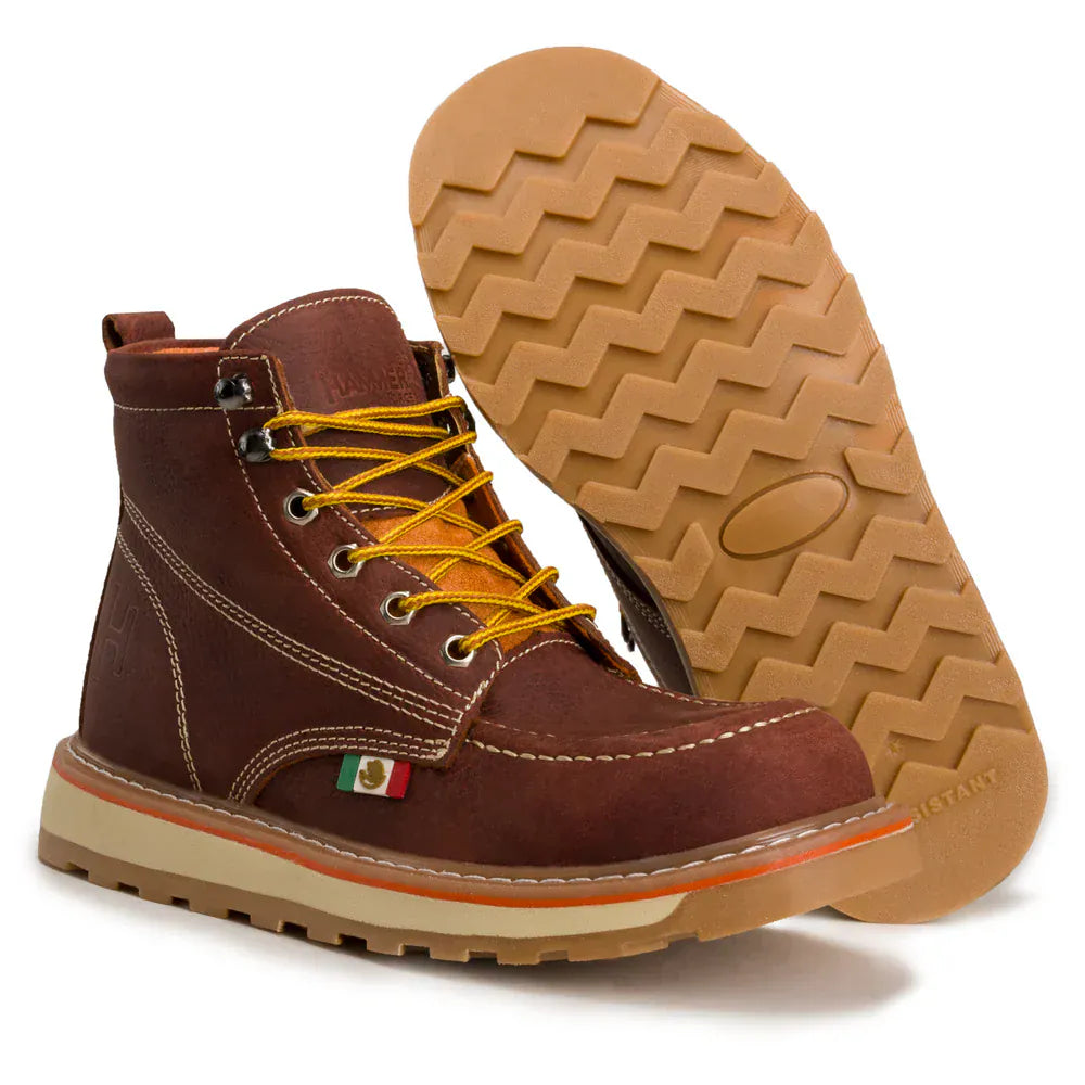 Joe Boots Boots Hammer 6" Leather Work Boots Double Density Sole With MEX Flag Shedron Color - Hammer Boots