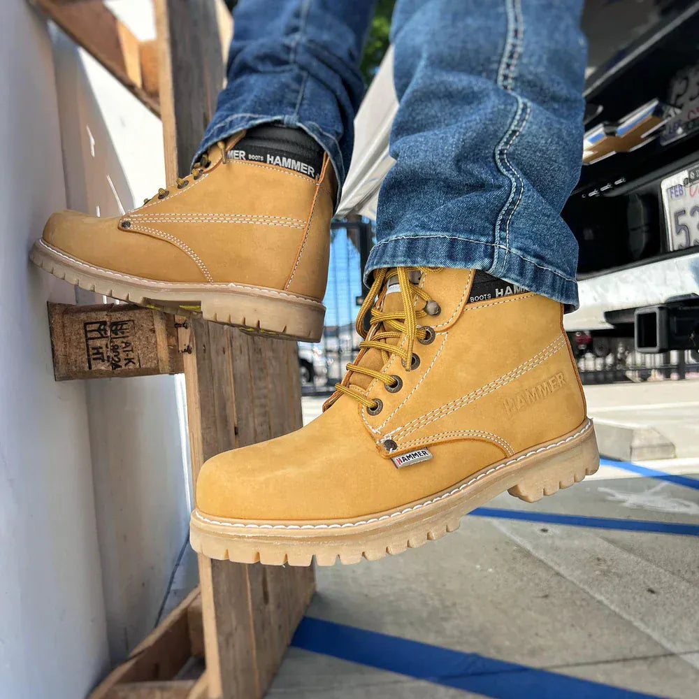 Joe Boots Boots Hammer Murphy Work Boots Tractor Sole Suede Leather Honey Color - Hammer Boots