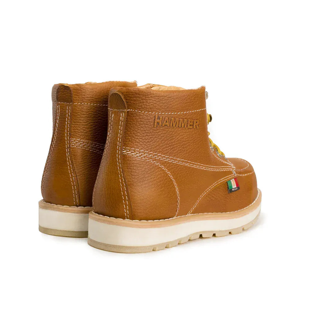 Joe Boots Boots Murphy 6" Leather Work Boots Doble Density Sole With MEX Flag Honey Color - Hammer Boots