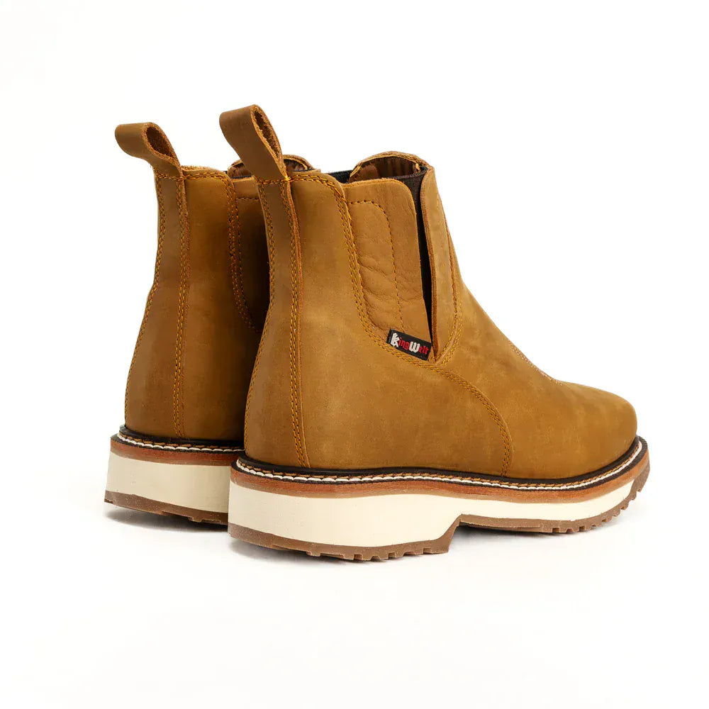 King Welt Boots Arizona 6" Pull Up Square Soft Toe Lightweight Work Boots Desert Color - King Welt