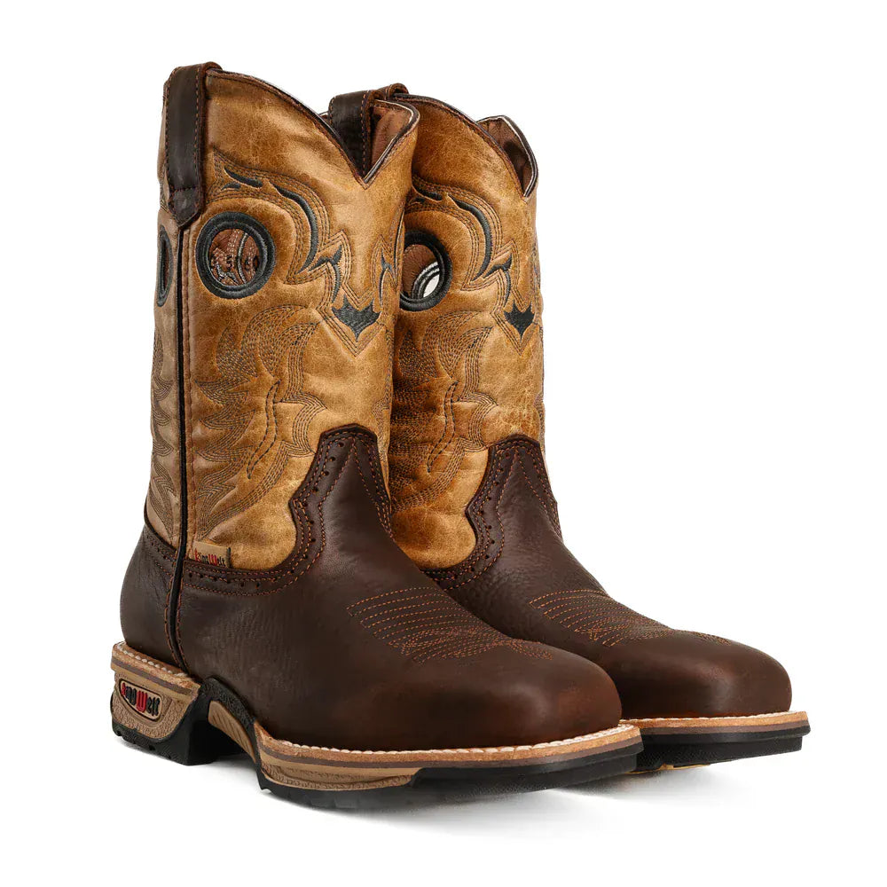 King Welt Boots Buffalo 9" Men's Western Work Boot Soft Toe Brown Color - King Welt
