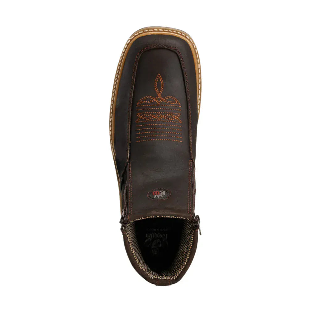 King Welt Boots Country Flex 6' Double Zipper Work Boots Soft Toe Leather Brown Color - King Welt
