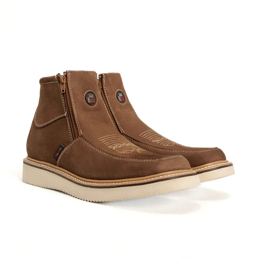King Welt Boots Country Flex 6' Double Zipper Work Boots Soft Toe Leather Sand Color - King Welt