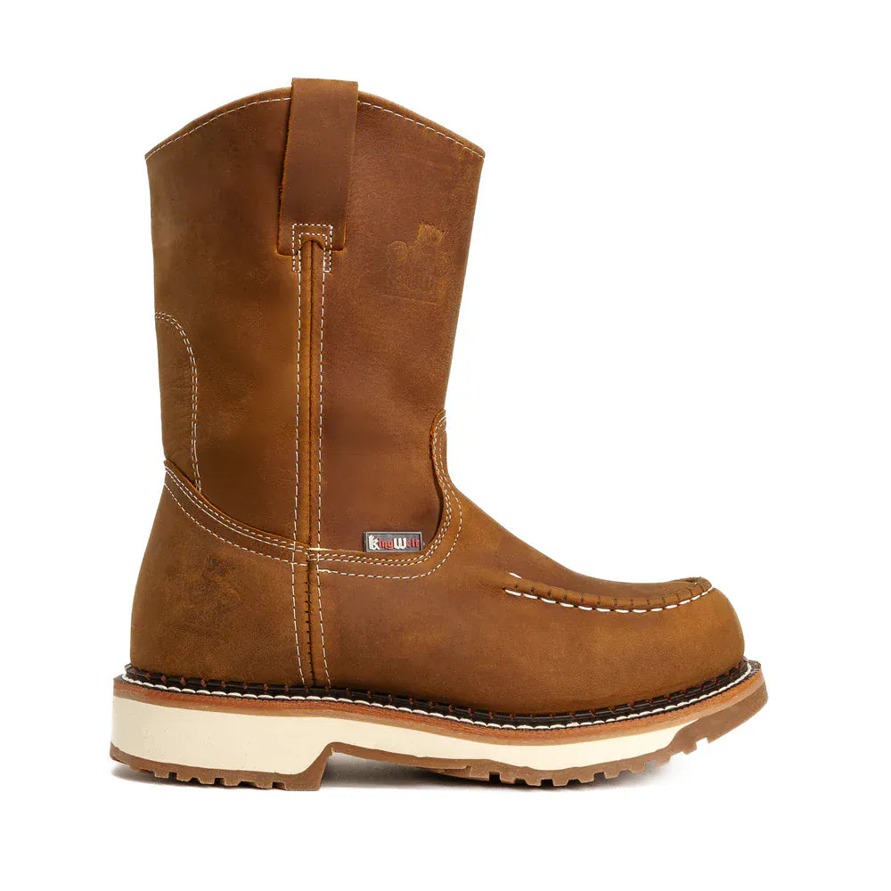 King Welt Boots Lasso 11' Pull Up Soft Moc Toe Lightweight Work Boot Brown Tobacco Color - King Welt