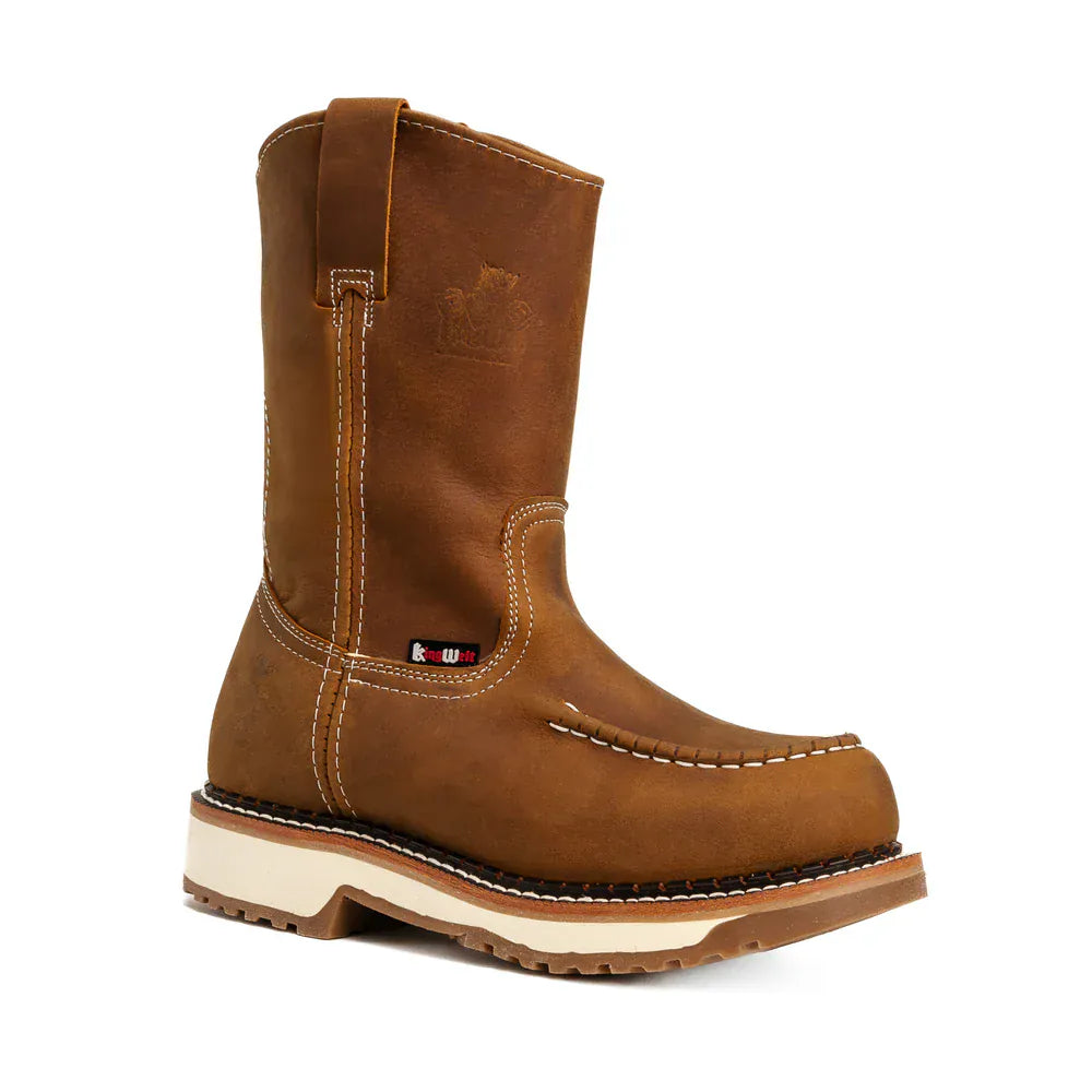 King Welt Boots Lasso 11' Pull Up Soft Moc Toe Lightweight Work Boot Brown Tobacco Color - King Welt