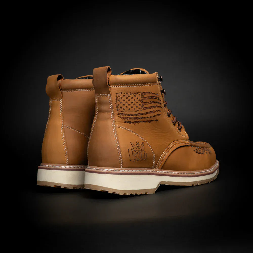 King Welt Boots Men's Patriot 6" Moc Composite Toe Work Boots Tan Color - King Welt