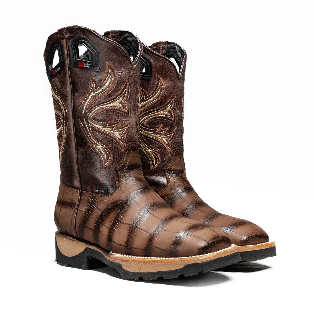 King Welt Boots Predator Pro Alligator 11' Work Boot Brown Color - King Welt