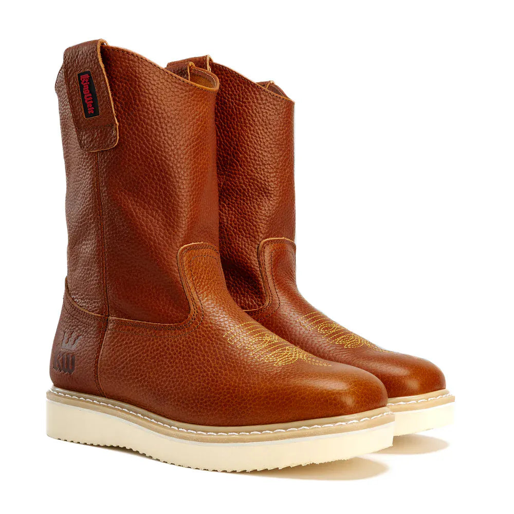 King Welt Boots Santa Fe 11" Wellington Boots Square Toe Full Grain Leather Tan Color - King Welt