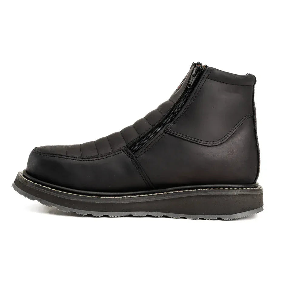 King Welt Boots Ultra Flex 6" Black Double Zipper Work Boots Black Color - King Welt