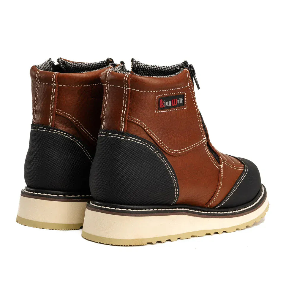 King Welt Boots Ultra Flex 6" Zipper Double Density Sole Work Boots Honey/Black Color - King Welt
