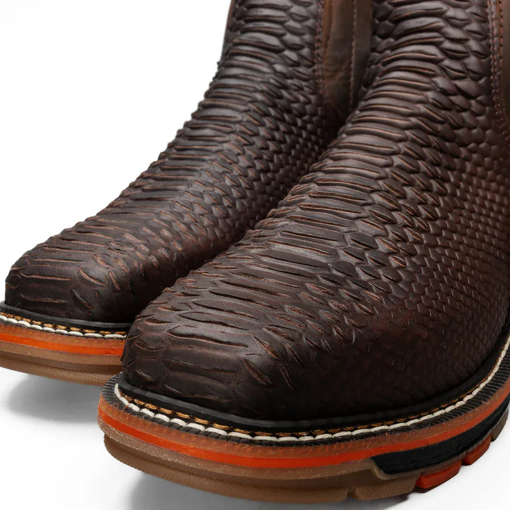 King Welt Boots Venom 6" Python Tribute Work Boot Square Toe Brown Color - King Welt