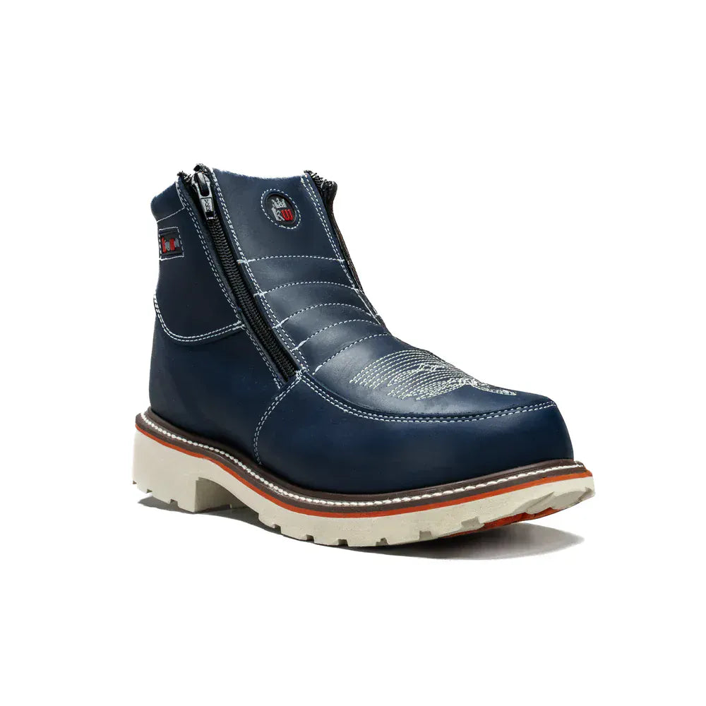 King Welt Boots Western Flex 6" Zipper Work Boots Medallion Blue Color - King Welt