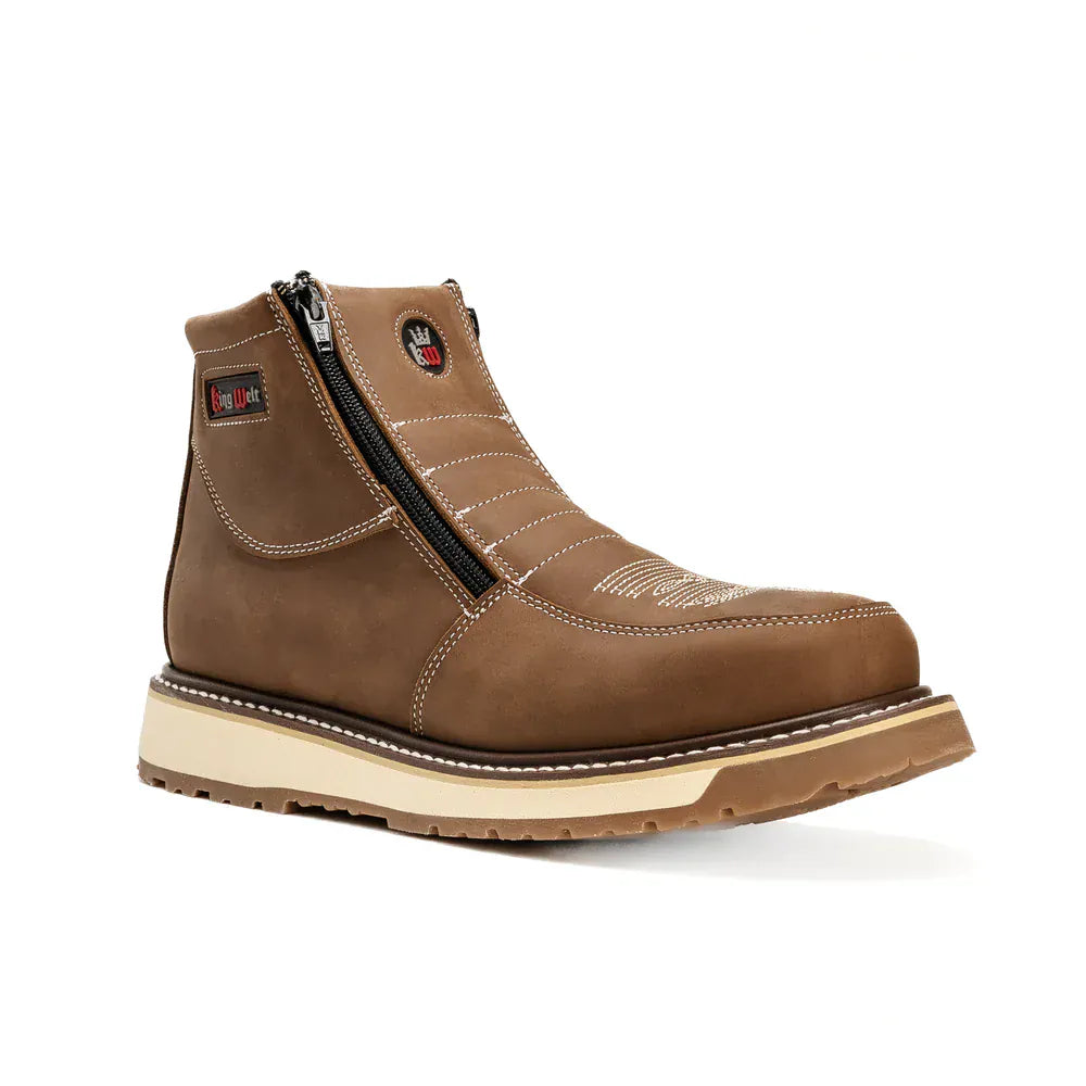 King Welt Boots Western Flex 6" Zipper Work Boots Medallion Laton Color - King Welt