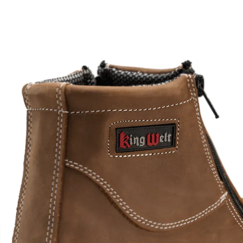 King Welt Boots Western Flex 6" Zipper Work Boots Medallion Laton Color - King Welt