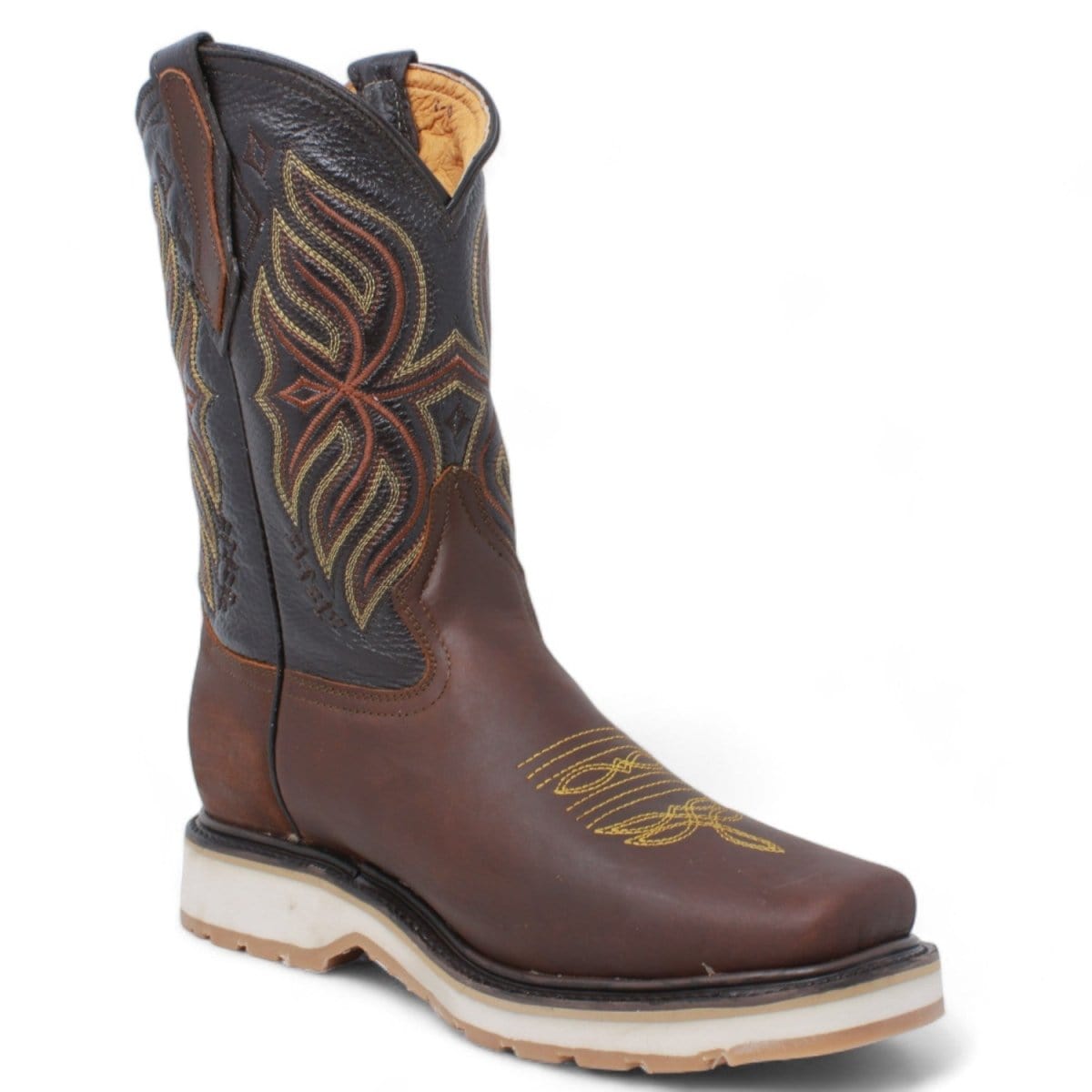 La Carreta Square Toe Work Boot Double Density Brown Caoba - Side View