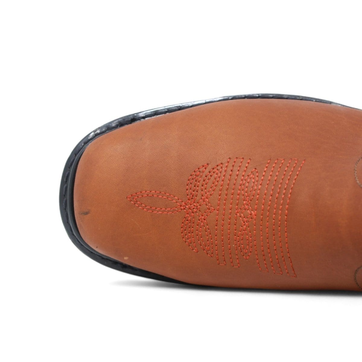 La Carreta Square Toe Work Boot Rubber Sole Gold - Toe View