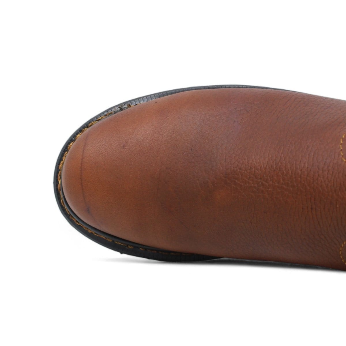 La Carreta Round Toe Rupper Work Boots Rubber Sole B23 Oak - Toe View