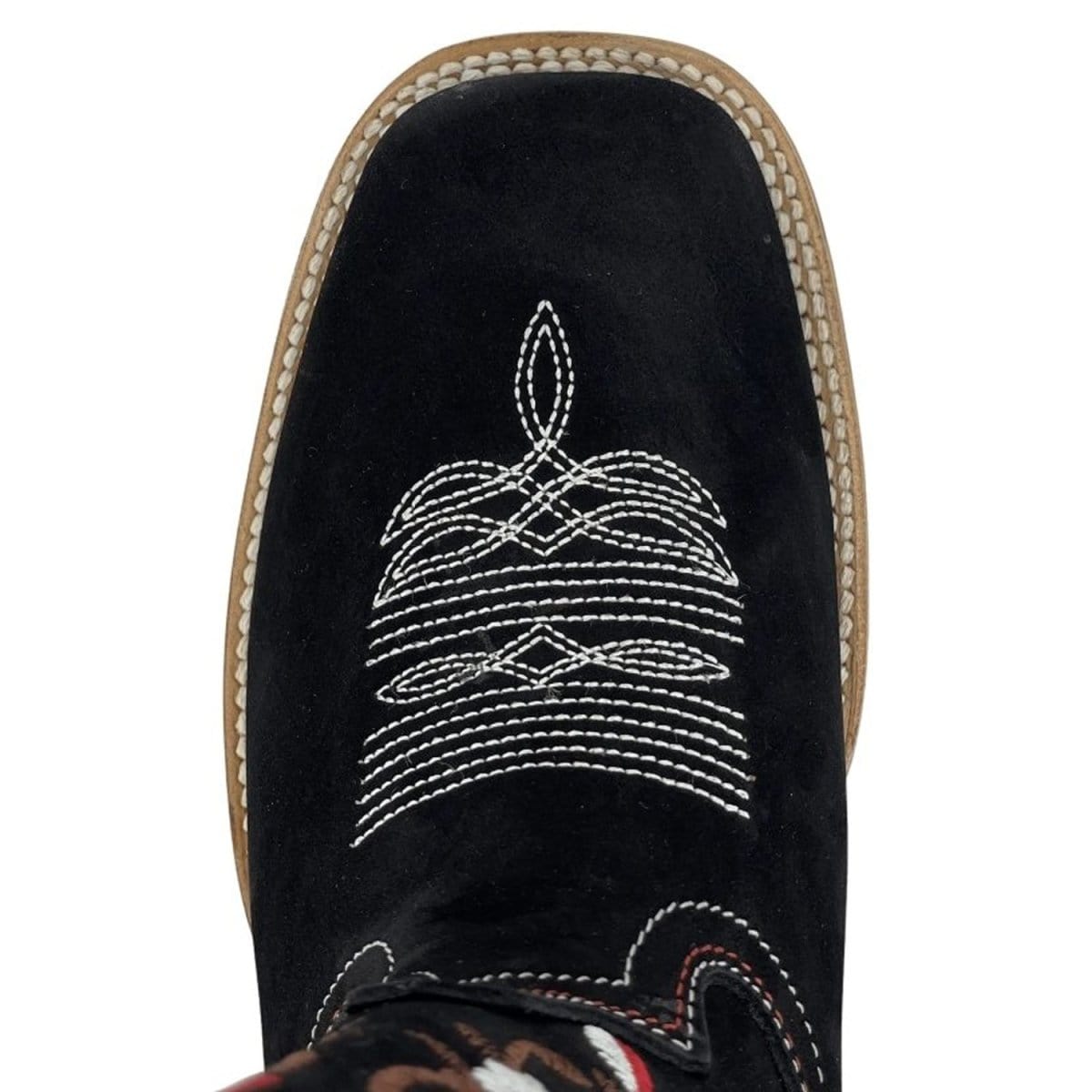 La Carreta Boots Botas de Gamuza para Dama Color Negro con Rosas Rojas LC-103
