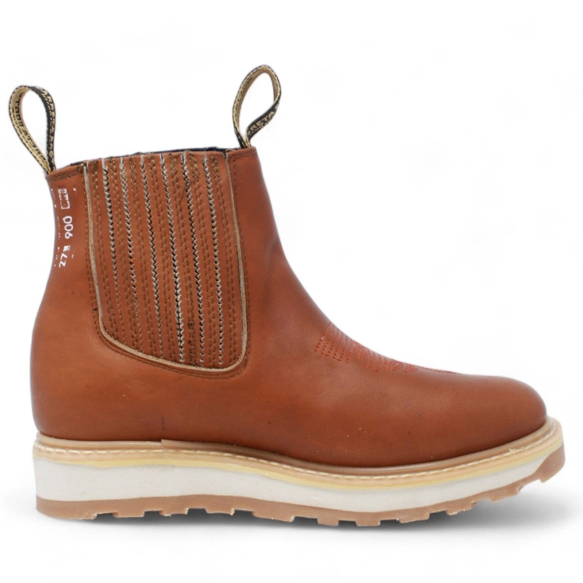 La Carreta Short Square Toe Work Boot Rubber Sole Gold - Right Side View
