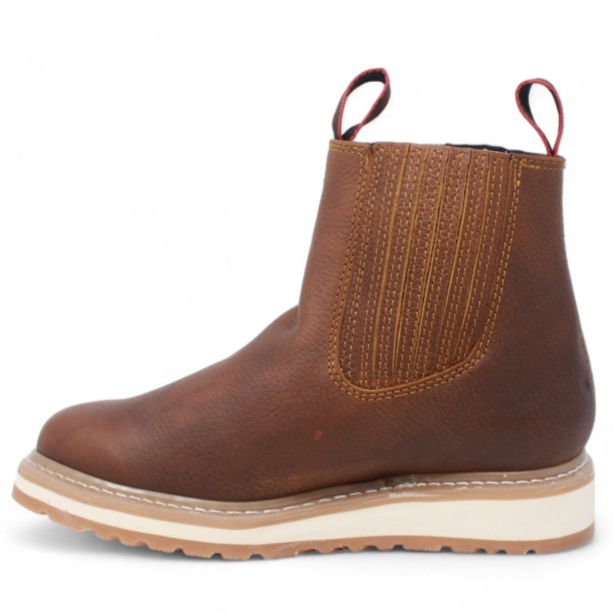 La Carreta Short Round Toe Work Boot Rubber Sole Gold - Left Side View