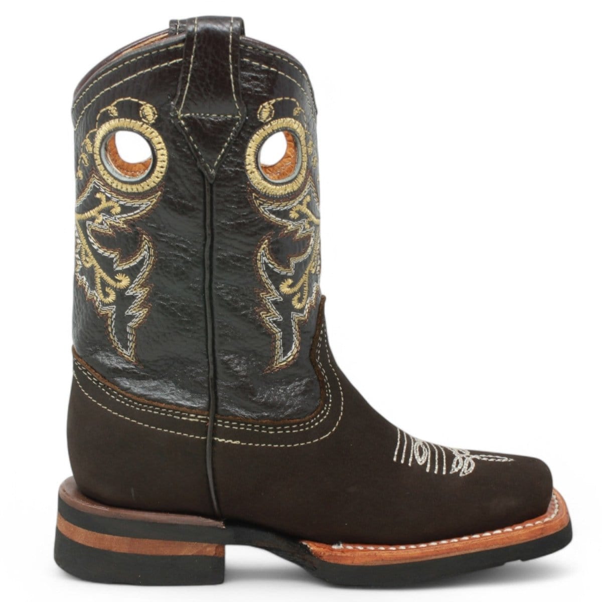 La Carreta Boots Kid's Genuine Leather Square Toe Cowboy Boots