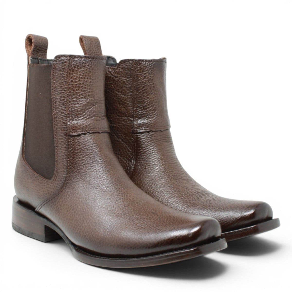 La Carreta Men's Genuine Leather Dubai Square Toe Ankle Boots - Brown - Pair Side View