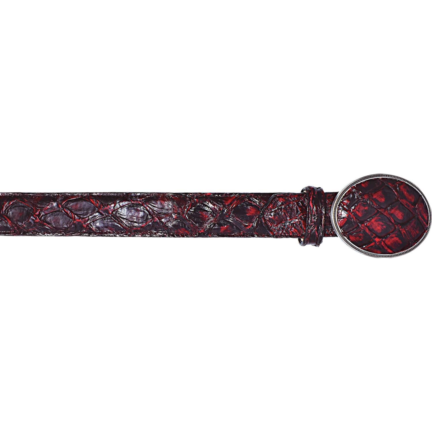 Genuine Piraruccu Skin Cowboy Belt Black Cherry Color - Los Altos Boots