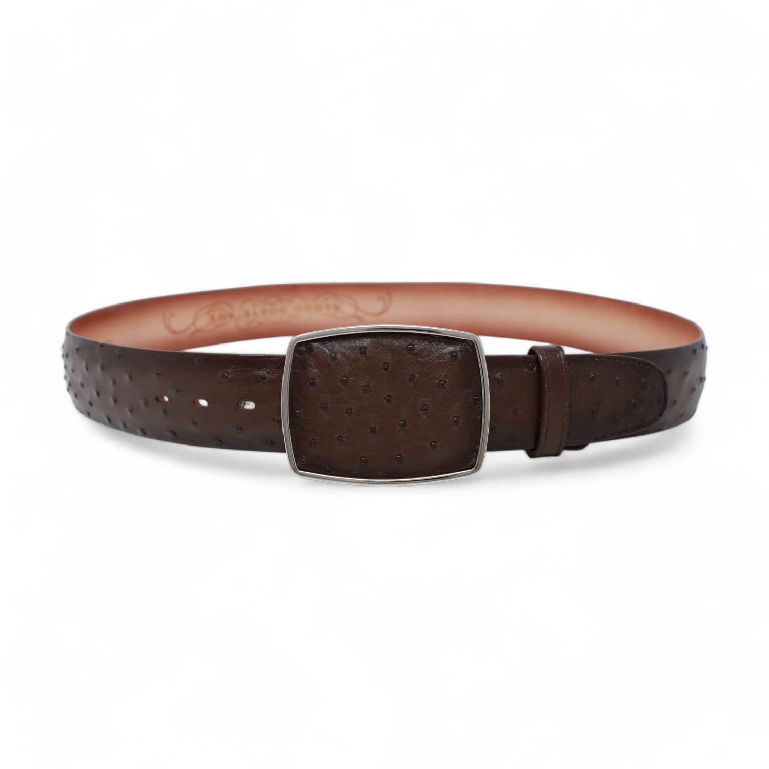 Los Altos Boots Belts Genuine Ostrich Skin Cowboy Belt Faded Brown Color - Los Altos Boots