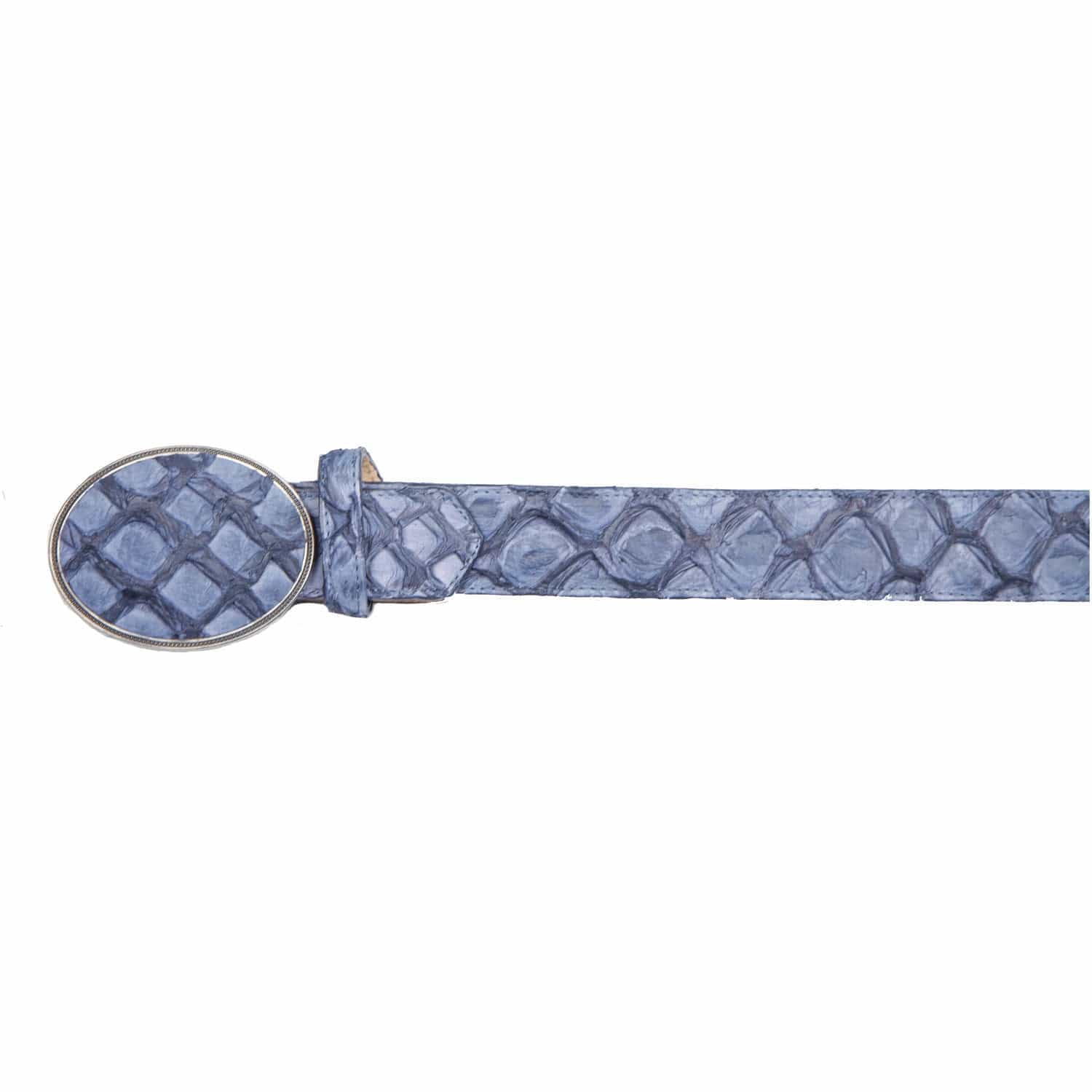 Los Altos Boots Belts Genuine Piraruccu Skin Cowboy Belt Blue Jean Color - Los Altos Boots