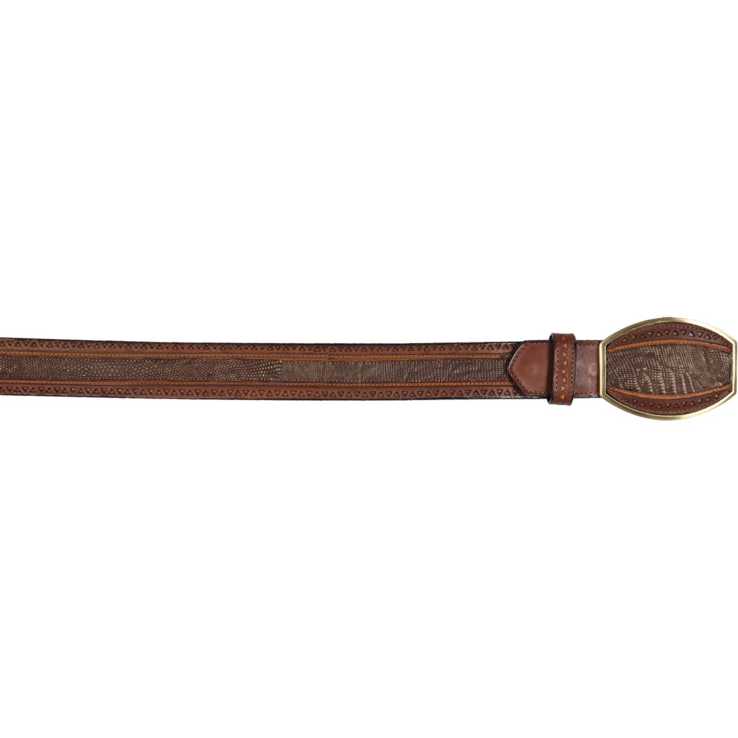 Los Altos Boots Belts Genuine Teju Lizard Skin Laser Design Casual Belt Sanded Brown Color - Los Altos Boots