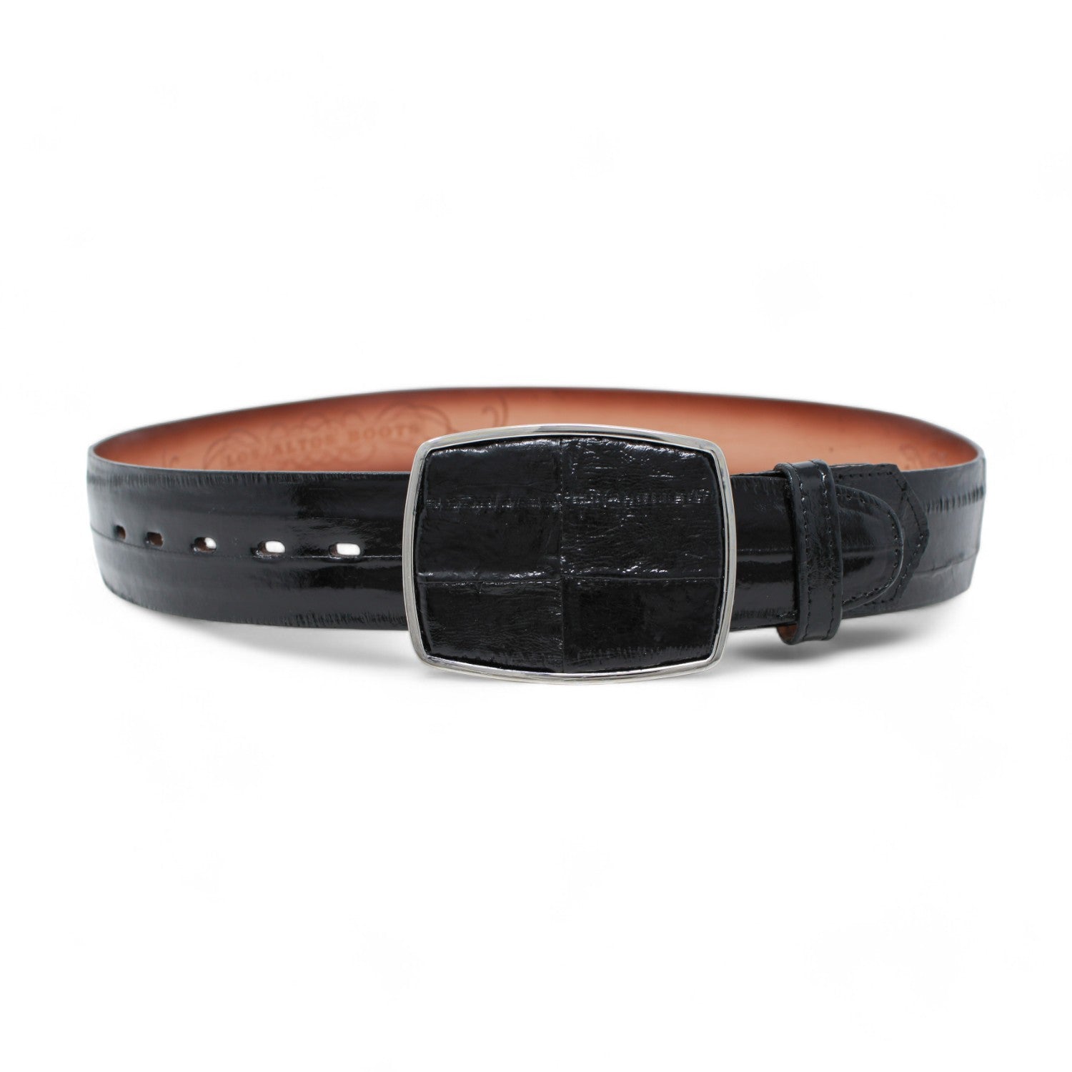 Genuine Eel Skin Cowboy Belt Black Color - Los Altos Boots
