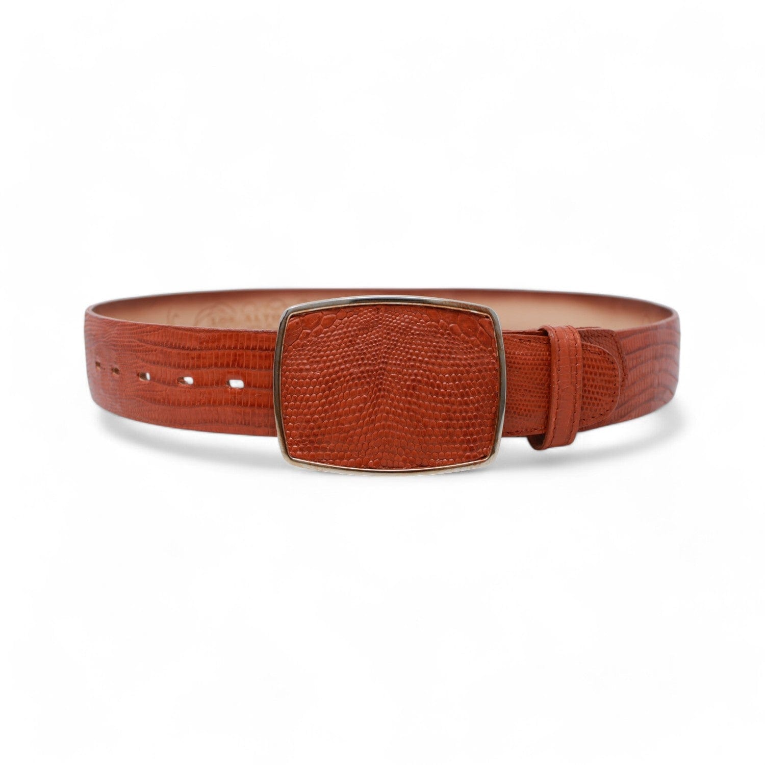 Genuine Teju Lizard Skin Cowboy Belt Cognac Color - Los Altos Boots