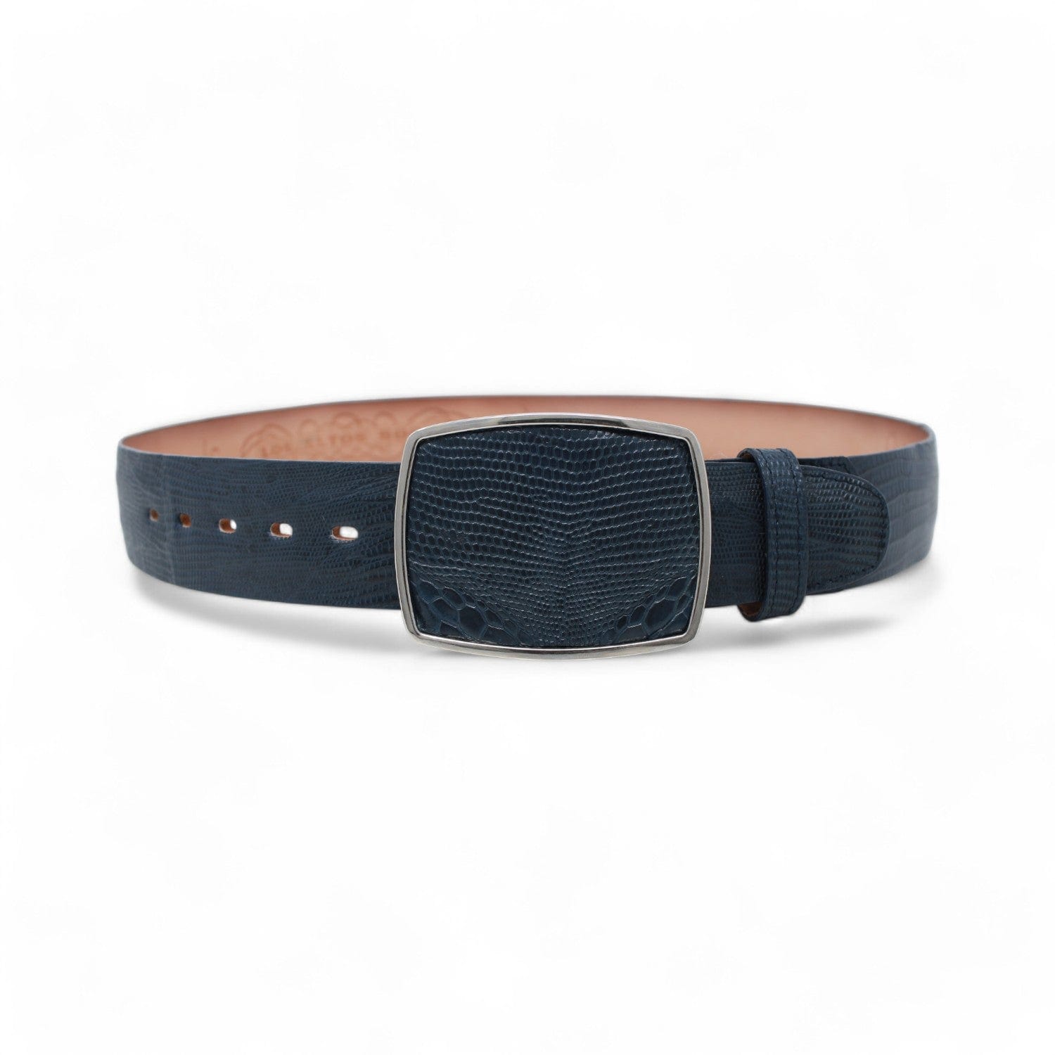 Genuine Teju Lizard Skin Cowboy Belt Navy Blue Color - Los Altos Boots