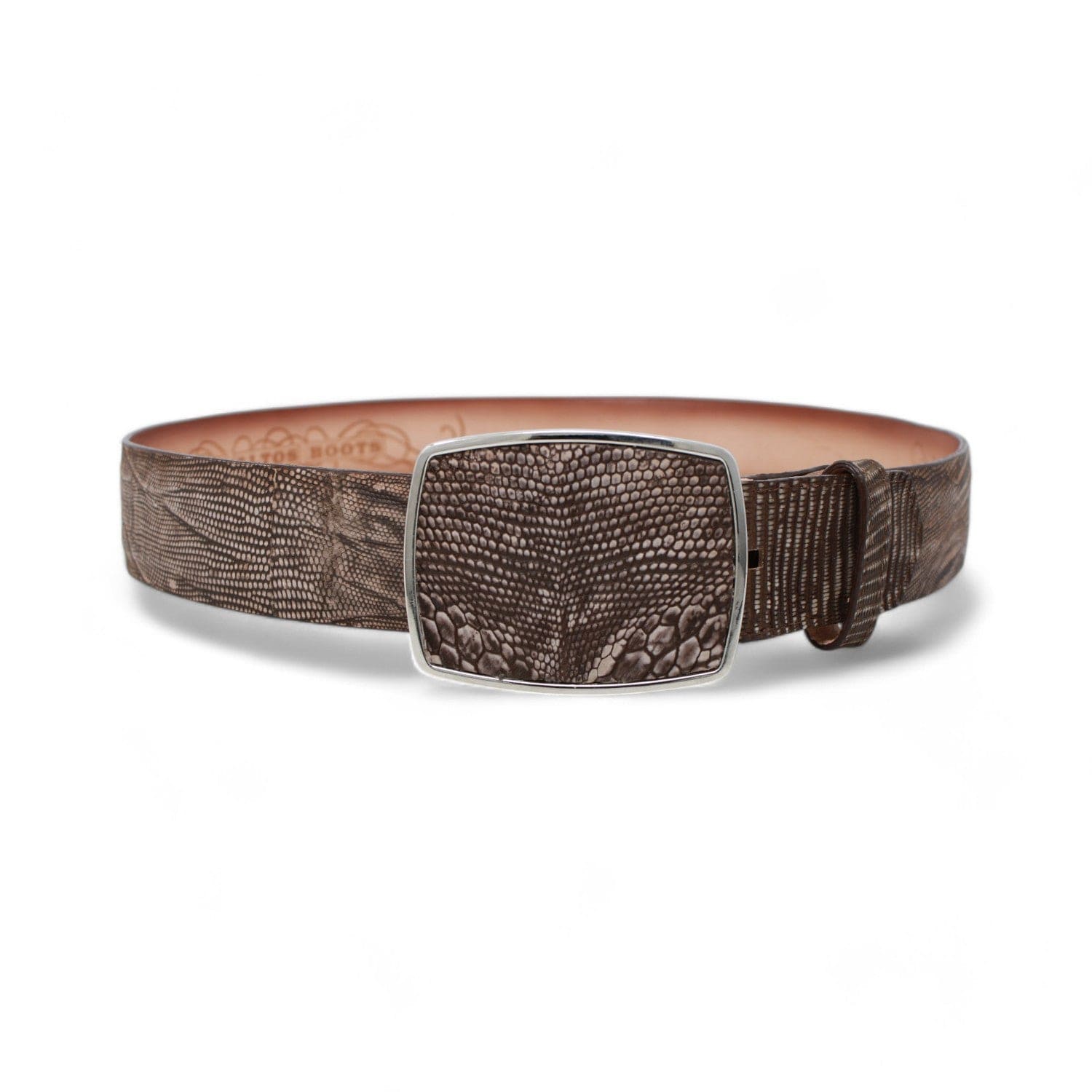 Genuine Teju Lizard Skin Cowboy Belt Sanded Brown Color - Los Altos Boots