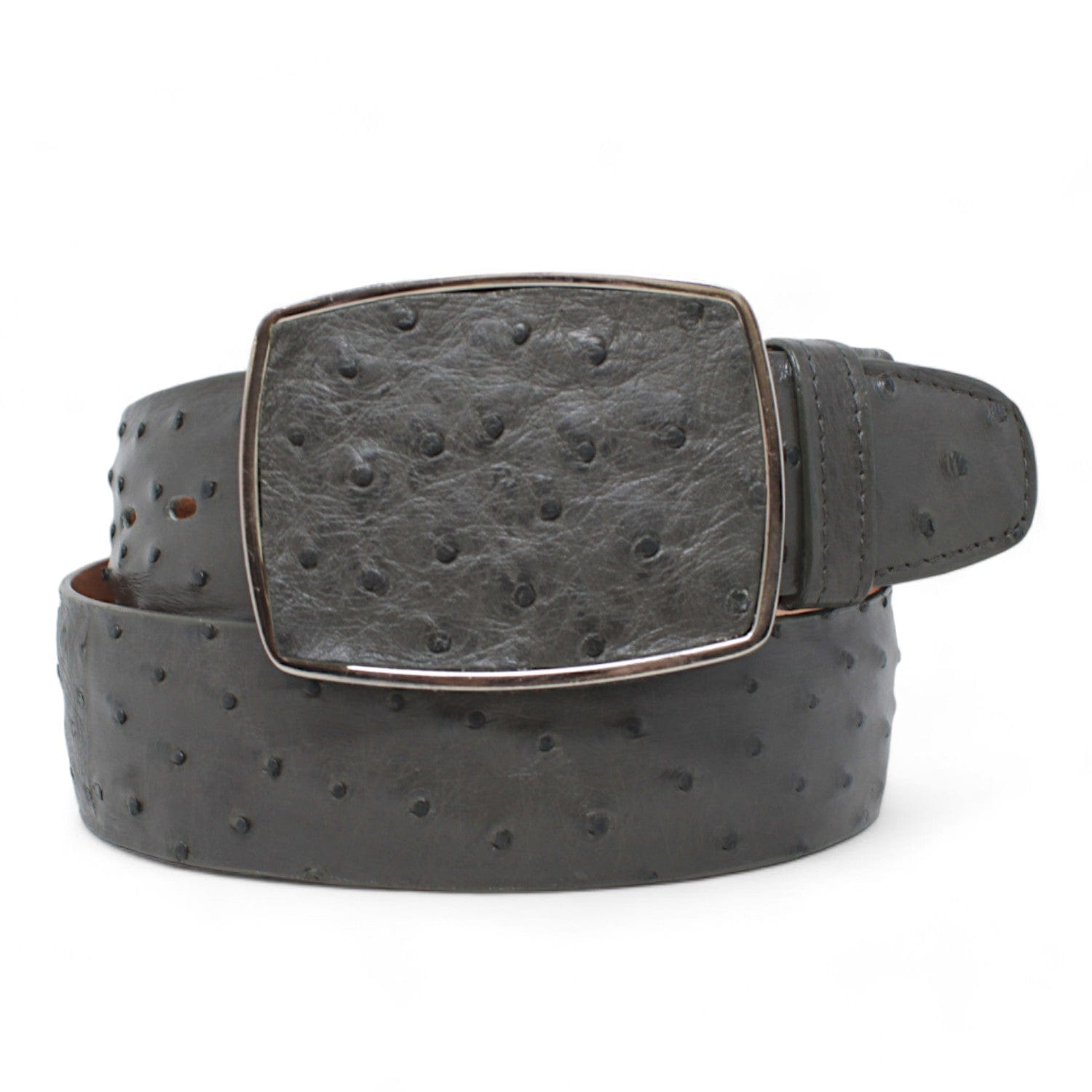 Genuine Ostrich Skin Cowboy Belt Gray Color - Los Altos Boots