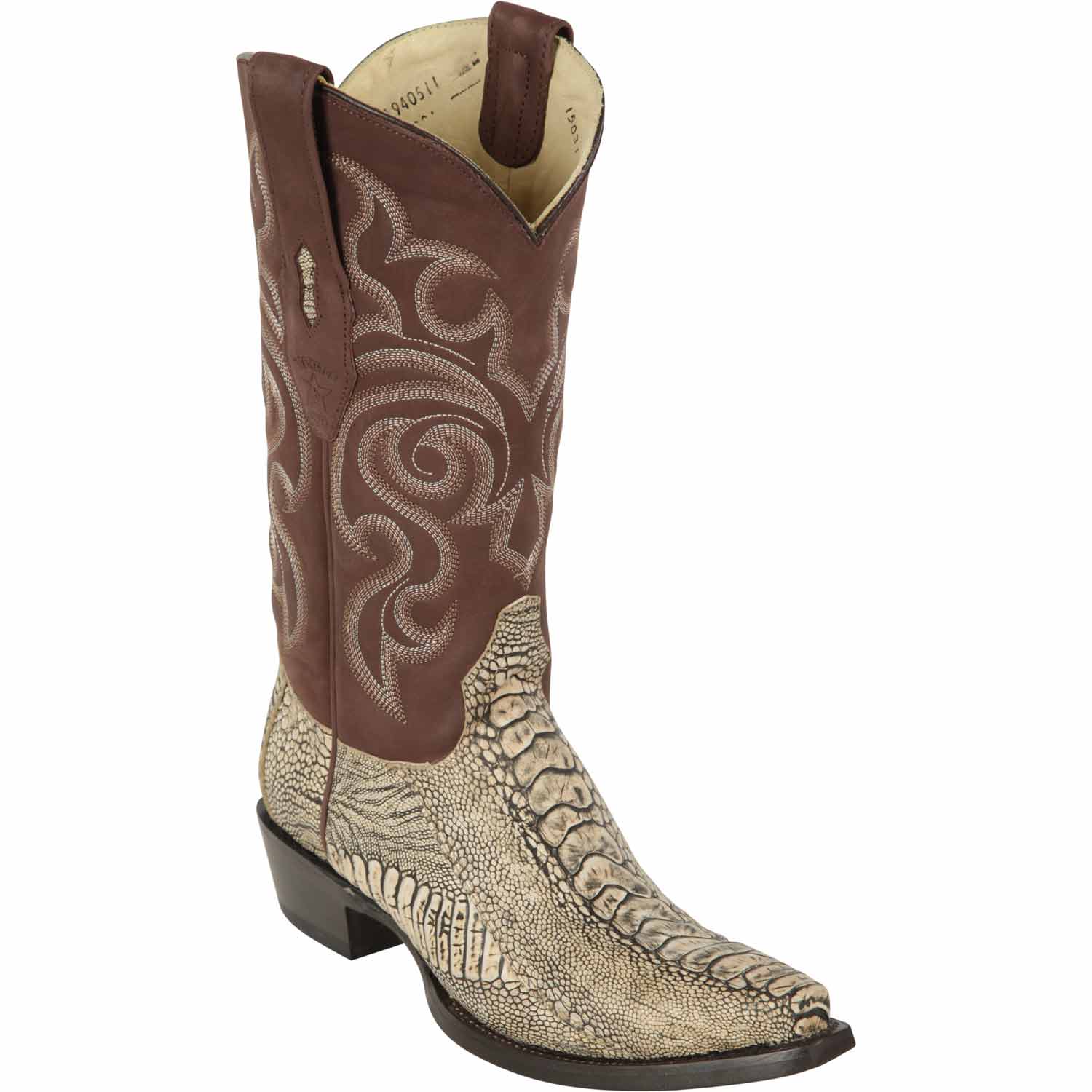 Western Genuine Ostrich Leg Skin Snip Toe Boots Rustic Oryx Color - Los Altos Boots - SIde View