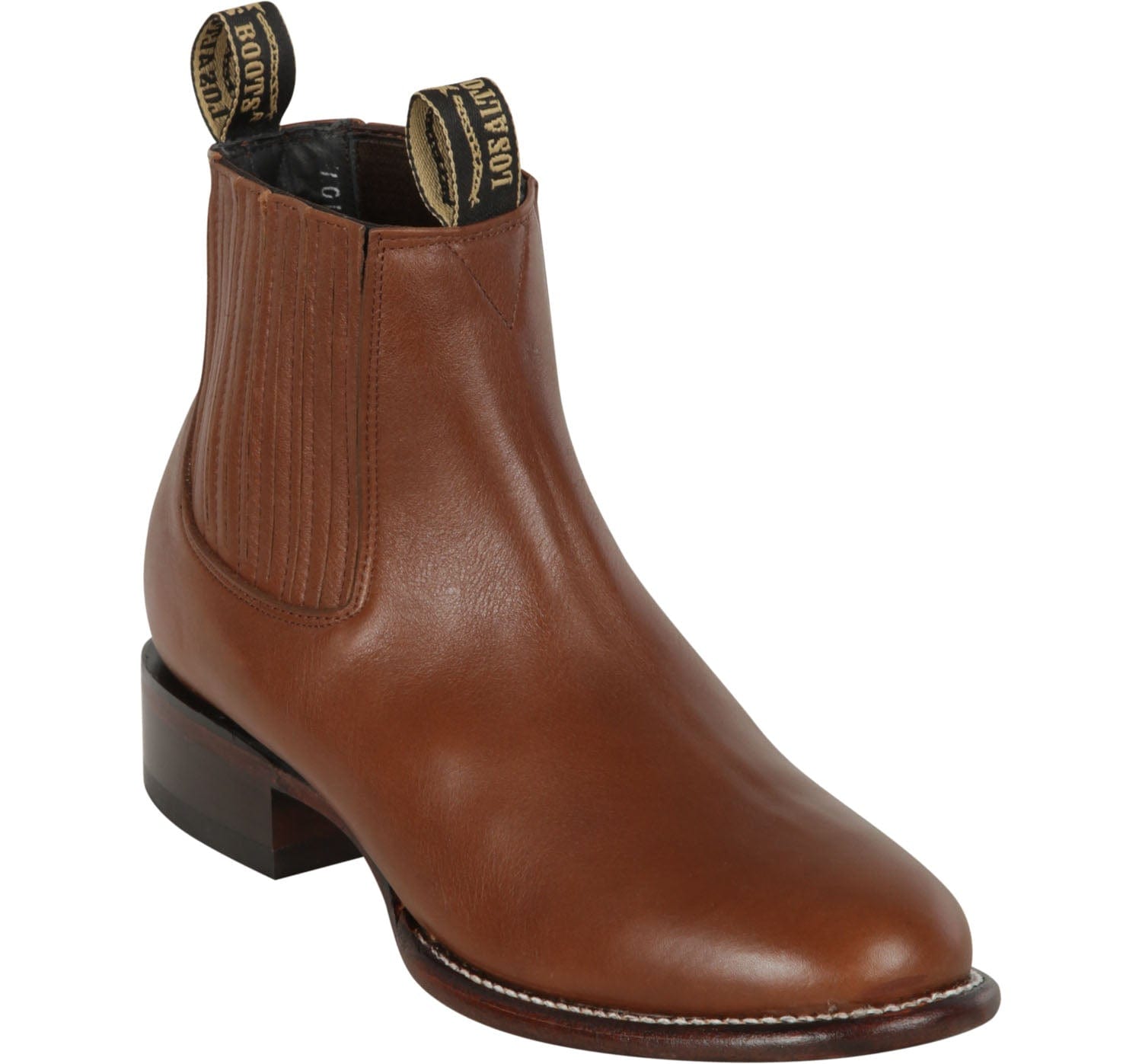Western Genuine Leather Round Toe Ankle Boots Brown Color - Los Altos Boots Boots - Side View