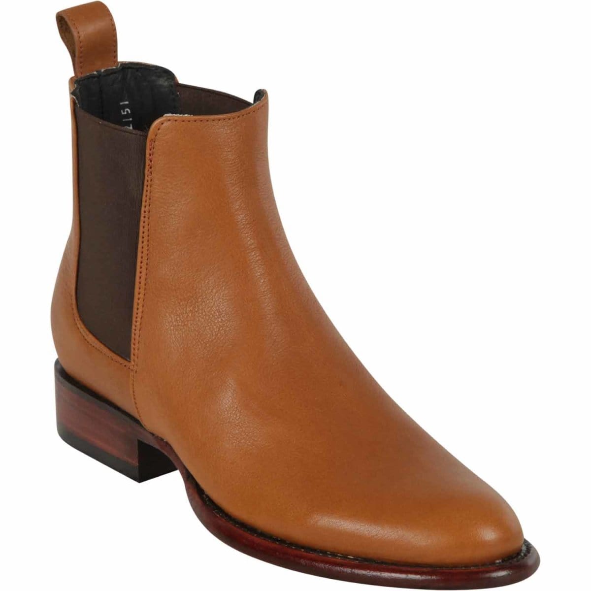 Western Genuine Leather Round Toe Ankle Boots Honey Color - Los Altos Boots Boots - Side View