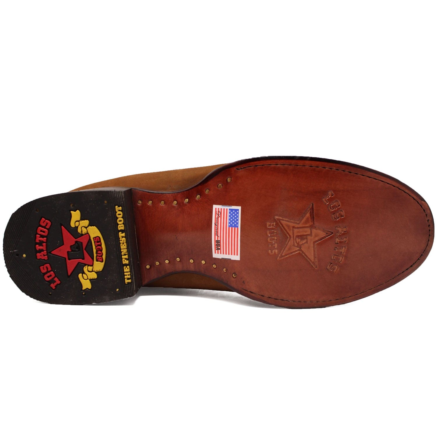 Western Genuine Nobuck Leather Round Toe Ankle Boots Shedron Color - Los Altos Boots - Sole View