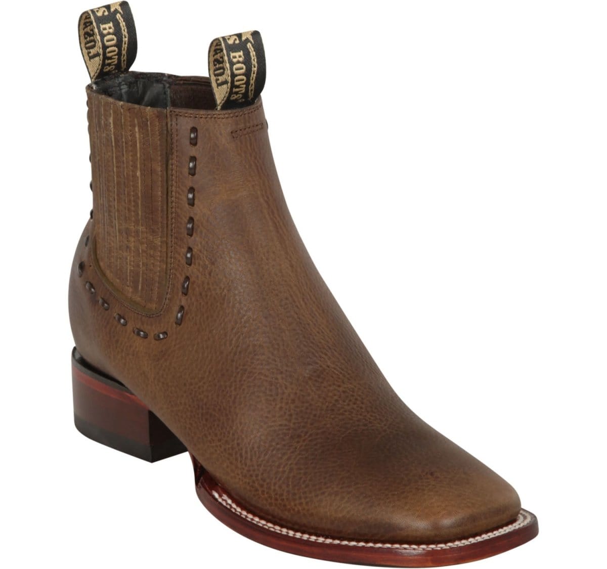 Women´s Genuine Rage Leather Wide Square Toe Ankle Boots Honey Color - Los Altos Boots - Side View