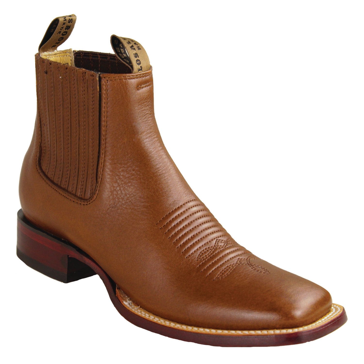 Los Altos Boots Boots Men's Genuine Belmont Leather Wide Square Toe Ankle Boots Brown Color - Los Altos Boots