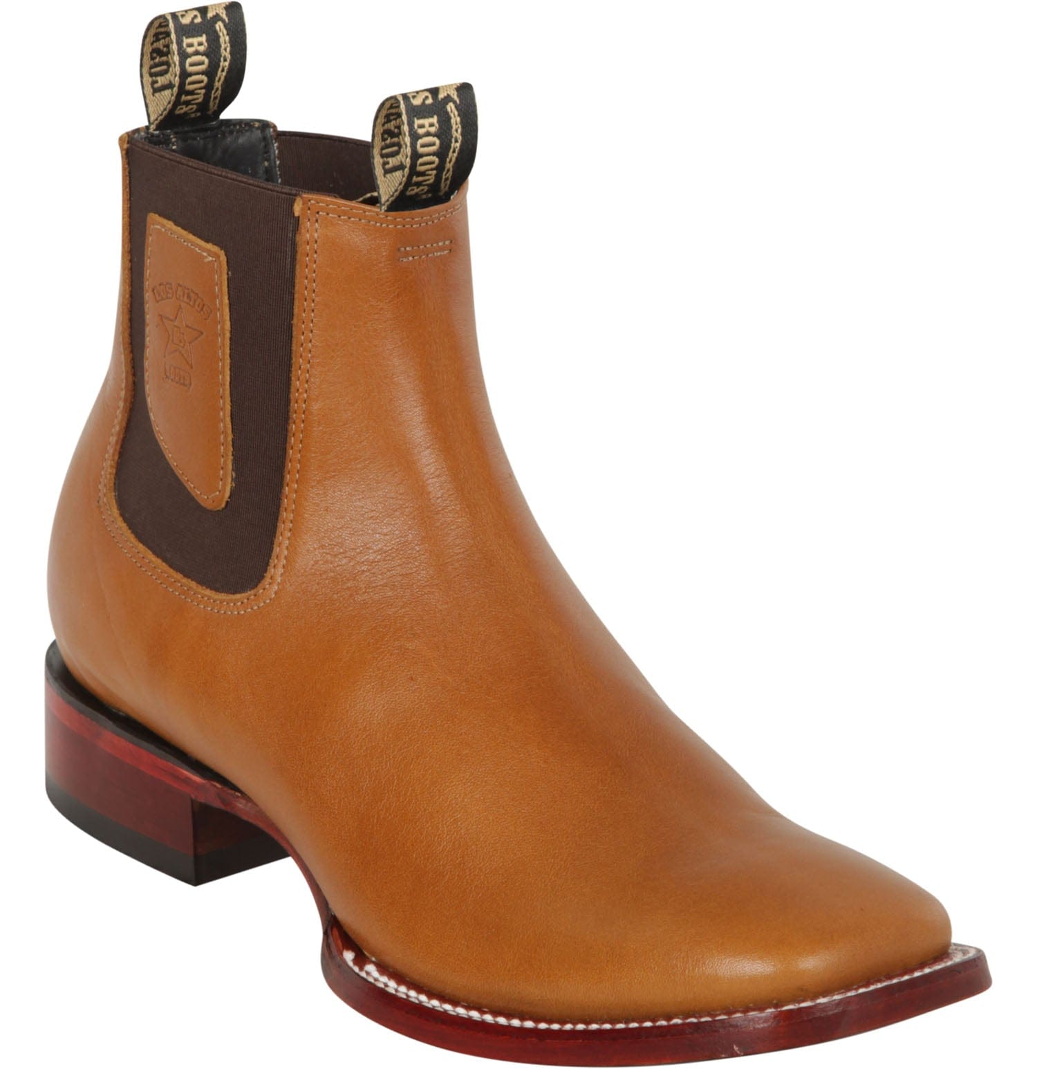 Los Altos Boots Boots Men's Genuine Belmont Leather Wide Square Toe Ankle Boots Honey Color - Los Altos Boots