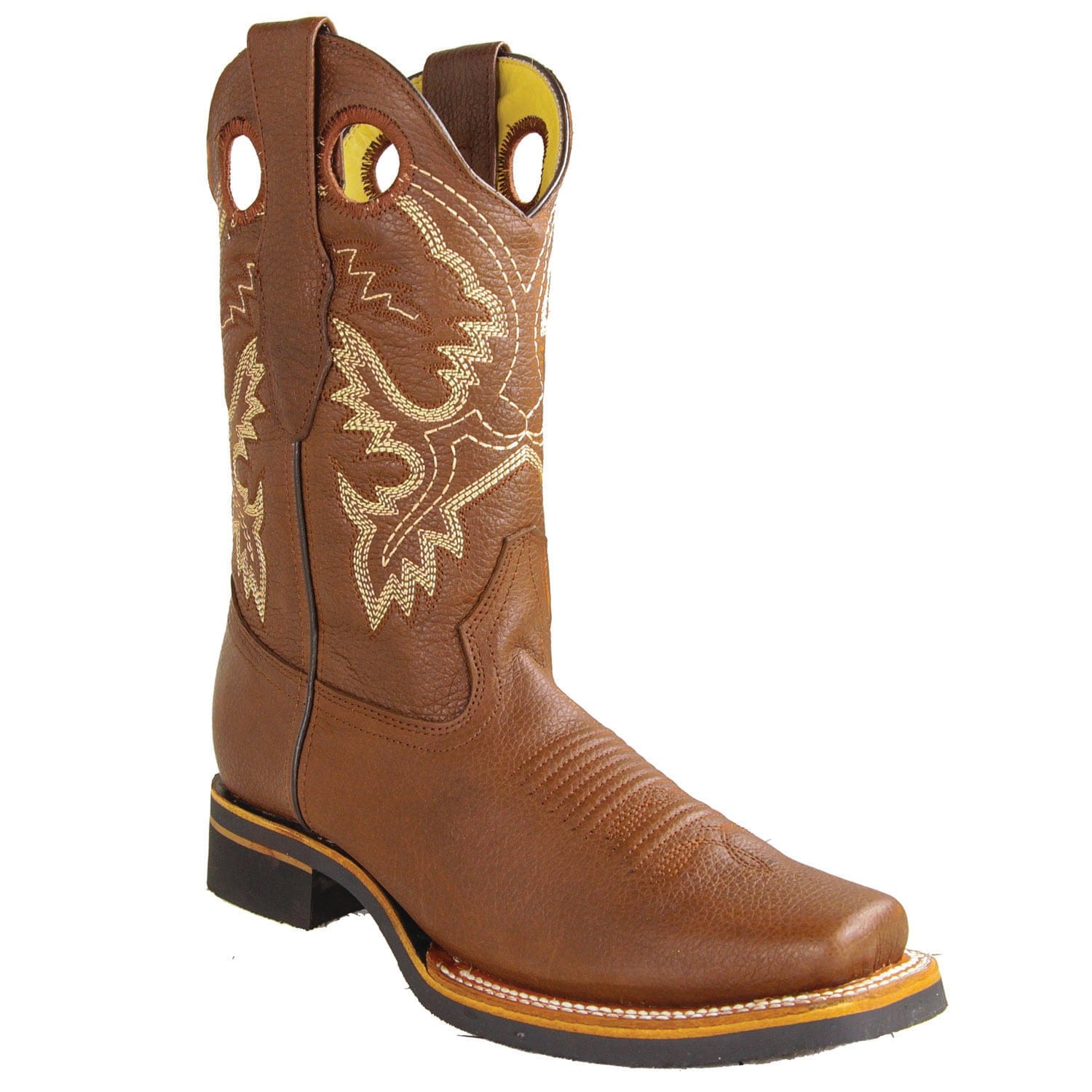 Los Altos Boots Boots Men's Genuine Grisly Leather Rodeo Square Toe Boots Brown Color - Los Altos Boots