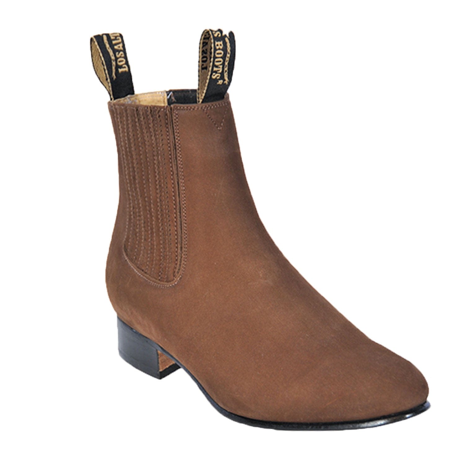 Los Altos Boots Boots Men's Genuine Nobuck Leather Round Toe Charro Ankle Boots Taupe Color - Los Altos Boots