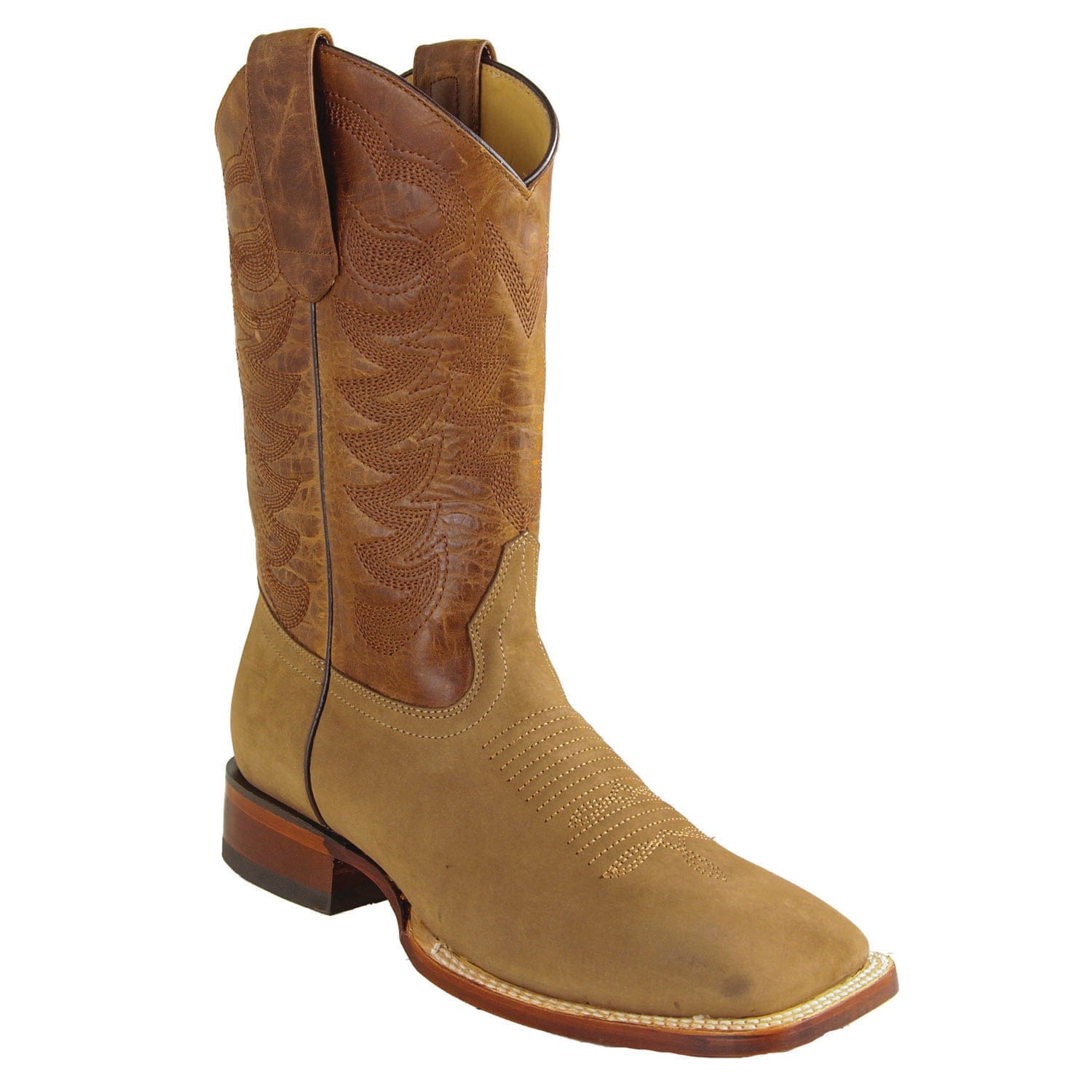 Los Altos Boots Boots Men's Genuine Nobuck Leather Texas Wide Square Toe Boots Taupe Color - Los Altos Boots